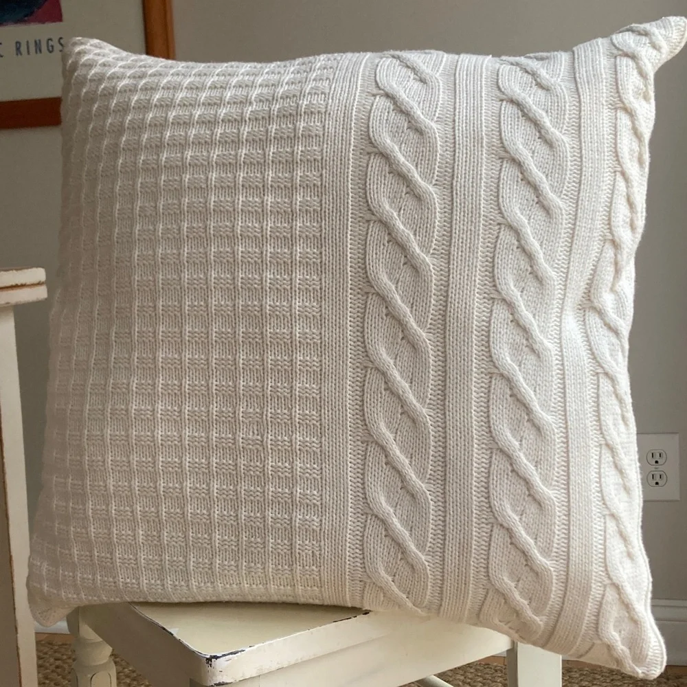 Pottery Barn 26” Square Cable Knit Pillow
